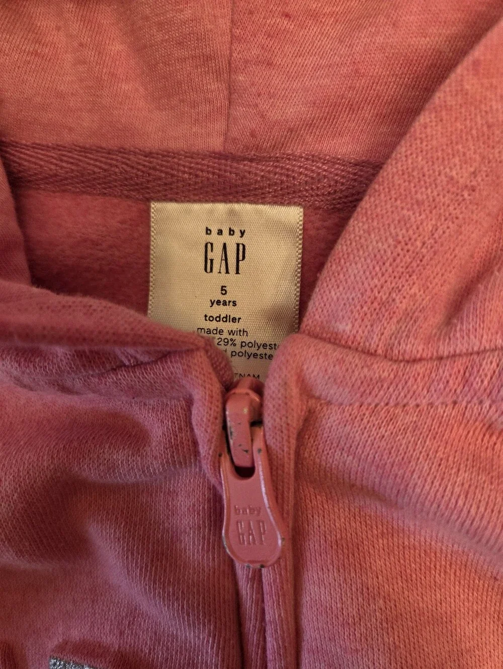 🎉5/$10 GAP Pink Zip Up Hoodie 5T